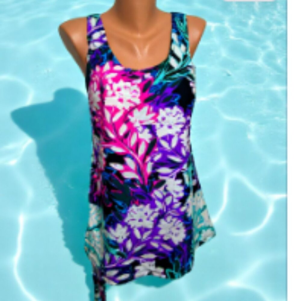 Shore  Shapes swimwear colorful flowers NWT Sz 8, 10